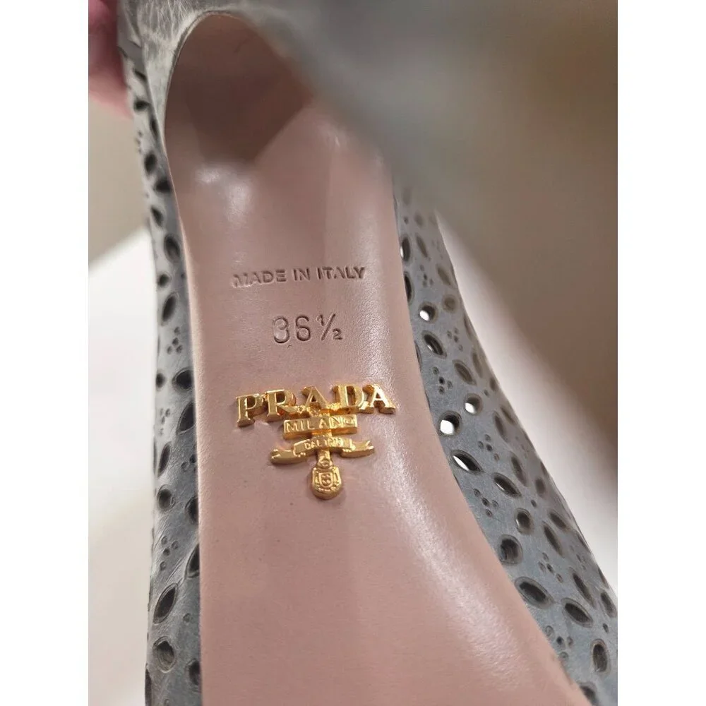 Prada Milano Decolleté Powder Perforated Leather Heels Pumps – Women’s  Size 6.5